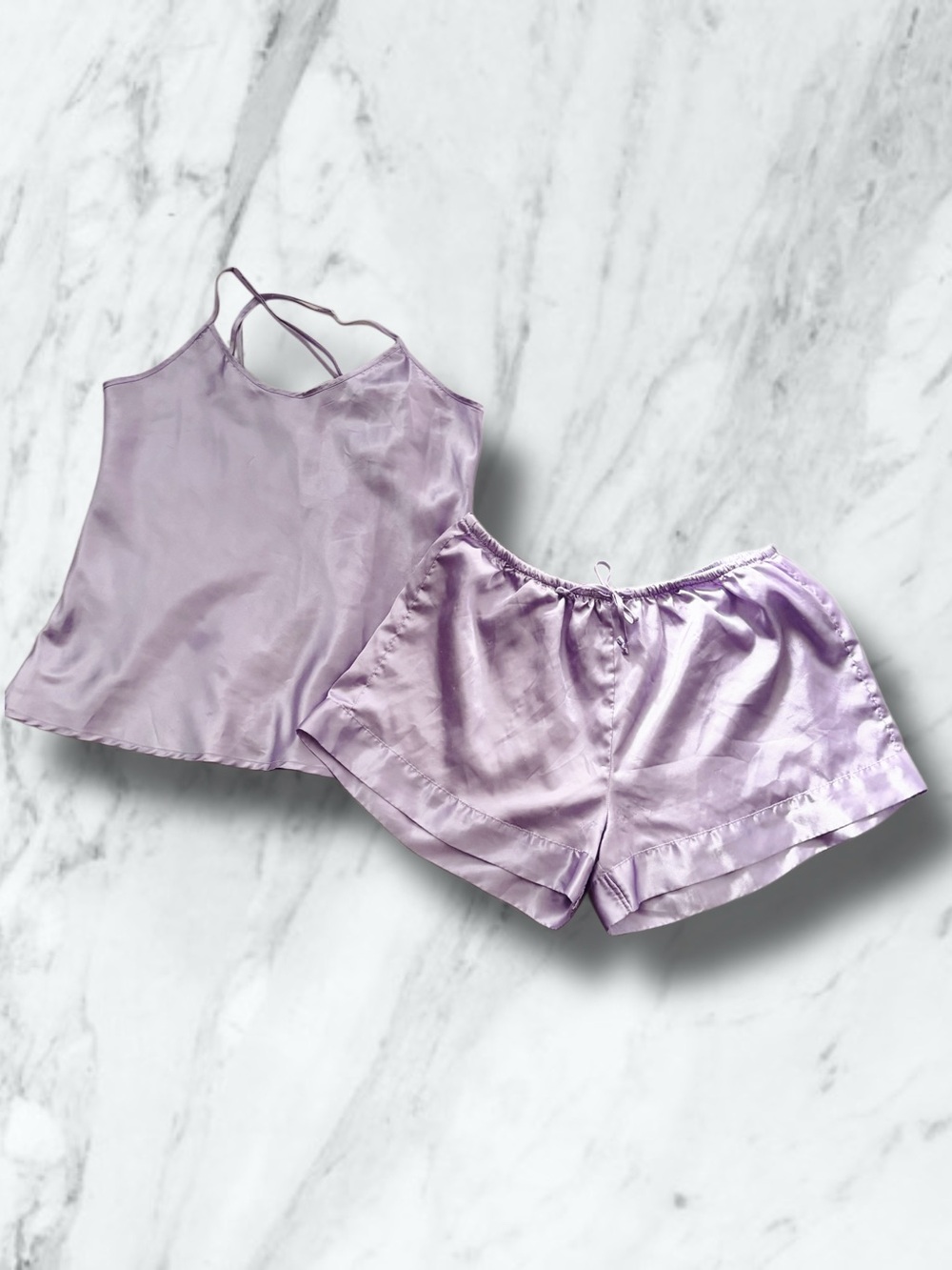 Silky Lavender Satin Cami & Short Sleep Set